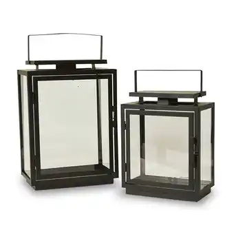 Lanternesæt 2 stk. sort metal 22 & 29 cm