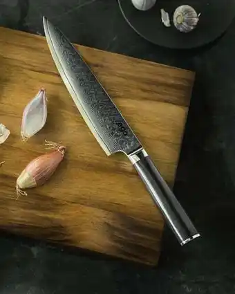 Ego vg 10 kokkekniv - l 20 cm - pakkawood/rustfrit stål - sort