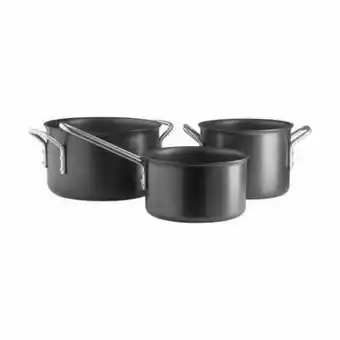 Eva trio black line grydesæt - 3 dele - 1,8/2,5/3,8 liter - aluminium/rustfrit stål - slip-let®