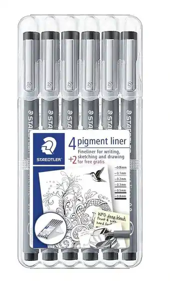 Bog & idé Pigmentliner staedtler 4+2 ass/boks tilbud