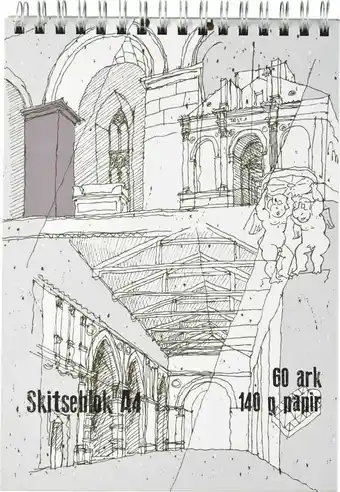 Tegne/skitse spiralblok a4 60 ark