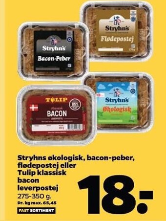 Netto Stryhns økologisk, bacon-peber, flødepostej eller tulip klassisk bacon leverpostej tilbud