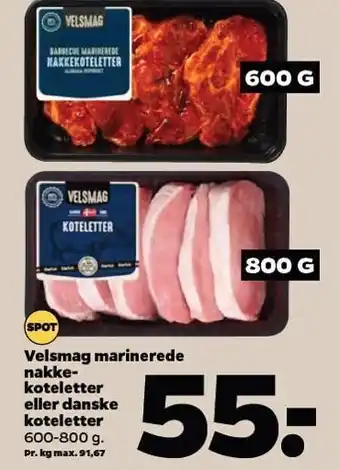 Netto Velsmag marinerede nakkekoteletter eller danske koteletter tilbud