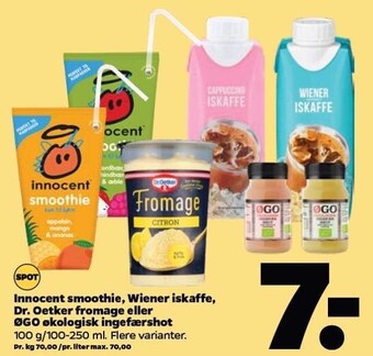 Netto Innocent smoothie, wiener iskaffe, dr. oetker fromage eller øgo økologisk ingefærshot tilbud