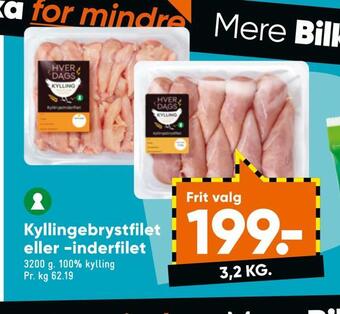 Bilka Kyllingebryst filet eller inderfilet tilbud