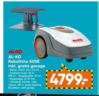 Bilka Al-ko robolinho 500e inkl. gratis garage tilbud