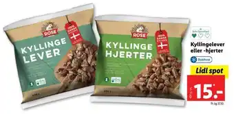 Lidl Kyllingelever eller -hjerter tilbud