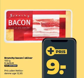 Netto Brunchy bacon i skiver tilbud