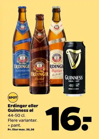 Netto Erdinger eller guinness øl tilbud