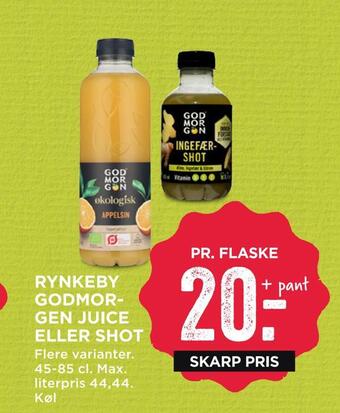 MENY Rynkeby godmorgen juice eller shot tilbud