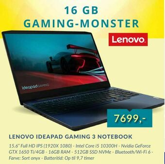 CBC LENOVO IDEAPAD GAMING 3 NOTEBOOK tilbud