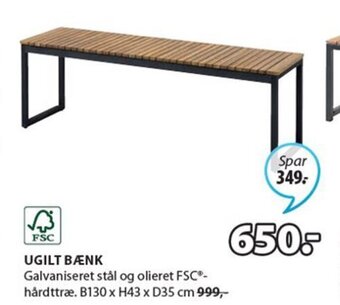 JYSK Ugilt Bænk tilbud