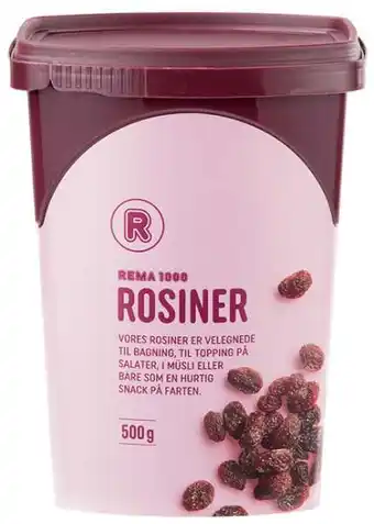 REMA 1000 Rosiner i bøtte, 500 g tilbud