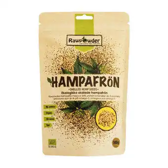 Rawpowder hampefrø afskalede ø 300g