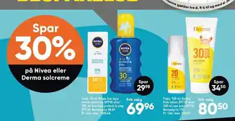 Bilka Spar 30% på nivea eller derma solcreme tilbud