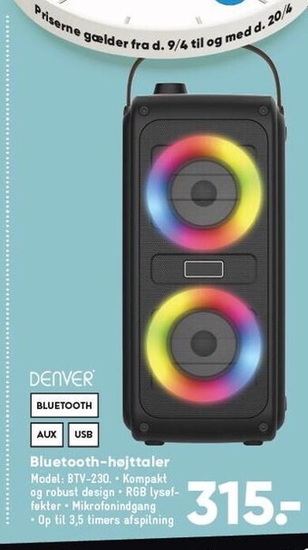 Bilka Denver bluetooth-højttaler tilbud