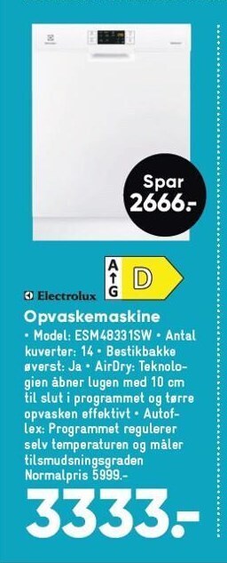 Bilka Electrolux opvaskemaskine tilbud