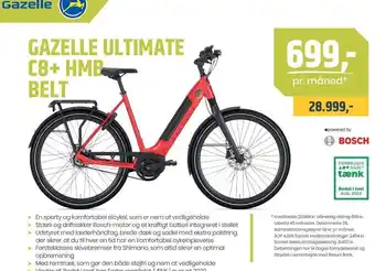 Bike & Co Gazelle ultimate c8+ hmb belt - pr. måned tilbud