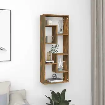 Bolig Center Væghylde 36x16x90 cm konstrueret træ røget egetræsfinish tilbud
