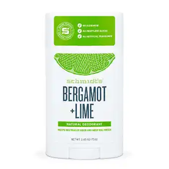 Schmidt's, deodorant stick bergamot+lime schmidt’s, 75 g