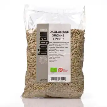 Biogan, grønne linser ø, 750 g