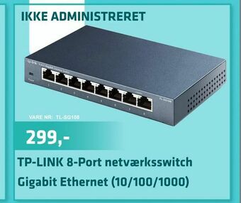 LabTech Data TP-LINK 8-Port netværksswitch Gigabit Ethernet (10/100/1000) tilbud