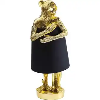Bordlampe, abe m/skærm, guld/sort