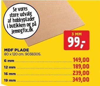 jem & fix Mdf plade tilbud