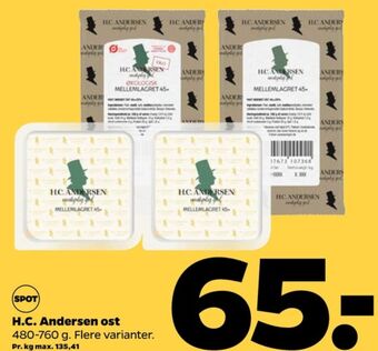 Netto Hc andersen skiveost mellemlagret 45+ tilbud
