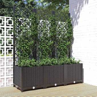Bolig Center Plantekasse med espalier 120x40x136 cm pp sort tilbud