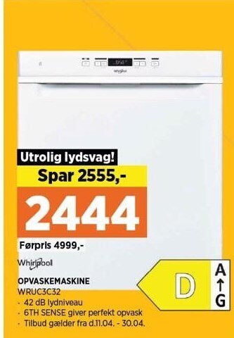 Power Whirlpool opvaskemaskine tilbud