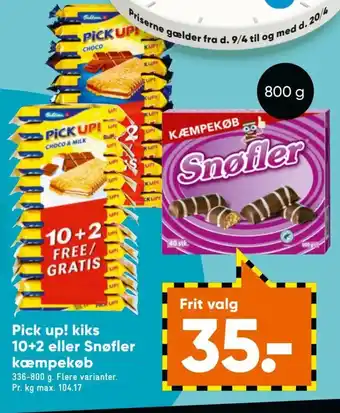 Bilka Pick Up Kiks 10+2 eller Snøfler Kæmpekøb tilbud