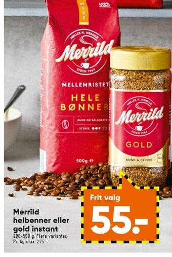 Bilka Merrild Helbønner eller Gold Instant tilbud