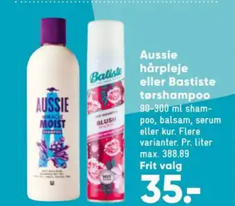 Bilka Aussie Hårpleje eller Bastiste Tørshampoo tilbud
