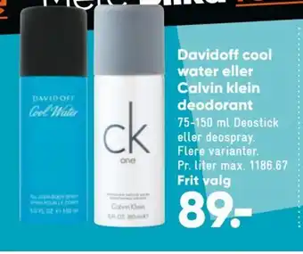 Bilka Davidoff Cool Water eller Calvin Klein Deodorant tilbud