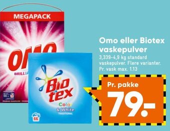 Bilka Omo eller Biotex Vaskepulver tilbud