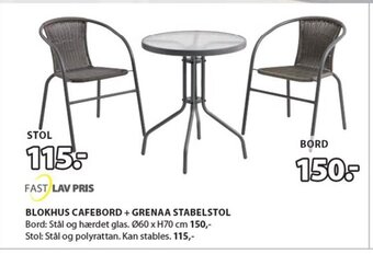 Blokhus Cafebord + Grenaa Stabelstol