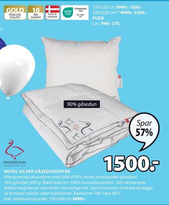 JYSK Royal Silver Gåsedunsdyne tilbud