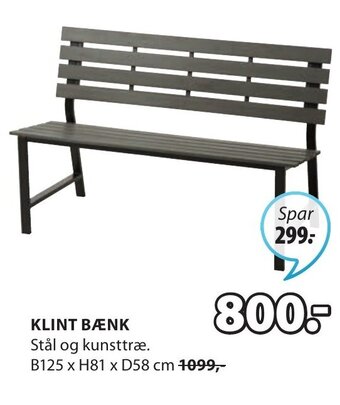 JYSK Klint Bænk tilbud