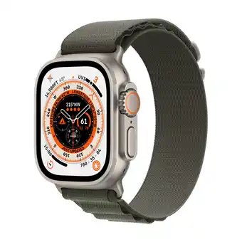 Apple watch ultra gps + cellular, 49 mm urkasse i titanium med grøn alpine loop - medium