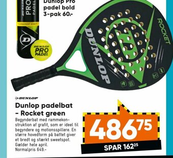 Bilka Dunlop Padelbat- Rocket Green tilbud