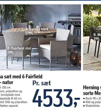 Føtex Serena sæt med 6 fairfield stole - natur sorte tilbud