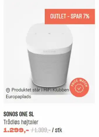 Hi-Fi Klubben Sonos One SL tilbud
