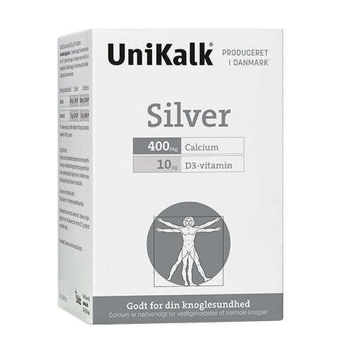 Helsemin Unikalk, silver m. d vitamin 400 mg. calcium + 10 mcg d-vitamin, 180 tab tilbud