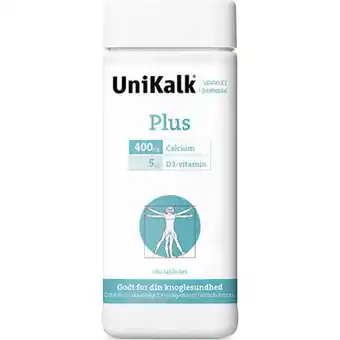 Helsemin Unikalk, plus 400 mg. calcium + 5 mcg d-vitamin, 180 tab tilbud