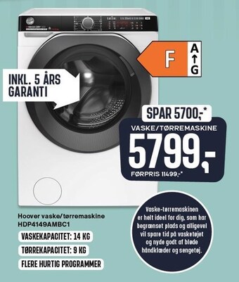 Skousen Hoover vaske/tørremaskine tilbud