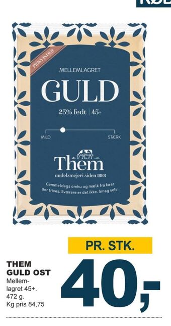 Let-Køb Them ost skæreost guld mellemlagret 25% tilbud