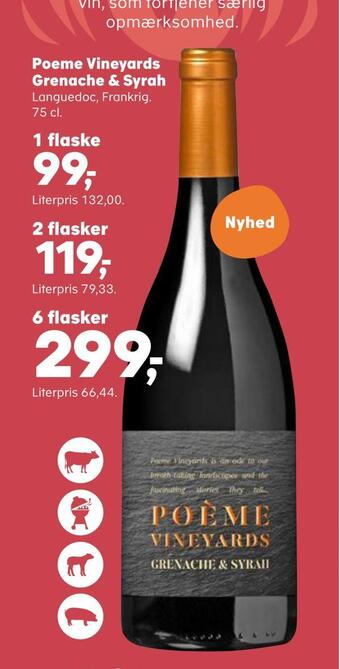 Kvickly Poeme vineyards grenache & syrah tilbud