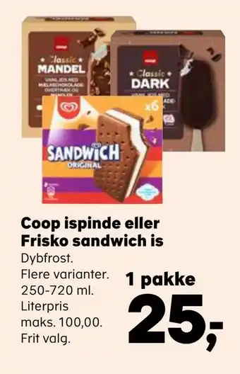 SuperBrugsen Coop ispinde eller frisko sandwich is tilbud