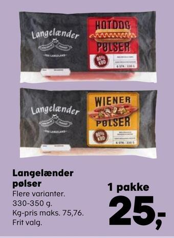 Kvickly Langelænder pølser tilbud